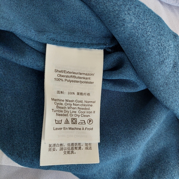 DKNY Abstract Art Print Sleeveless V-Neck Blouse - Red & Blue - XL - Picture 3 of 7